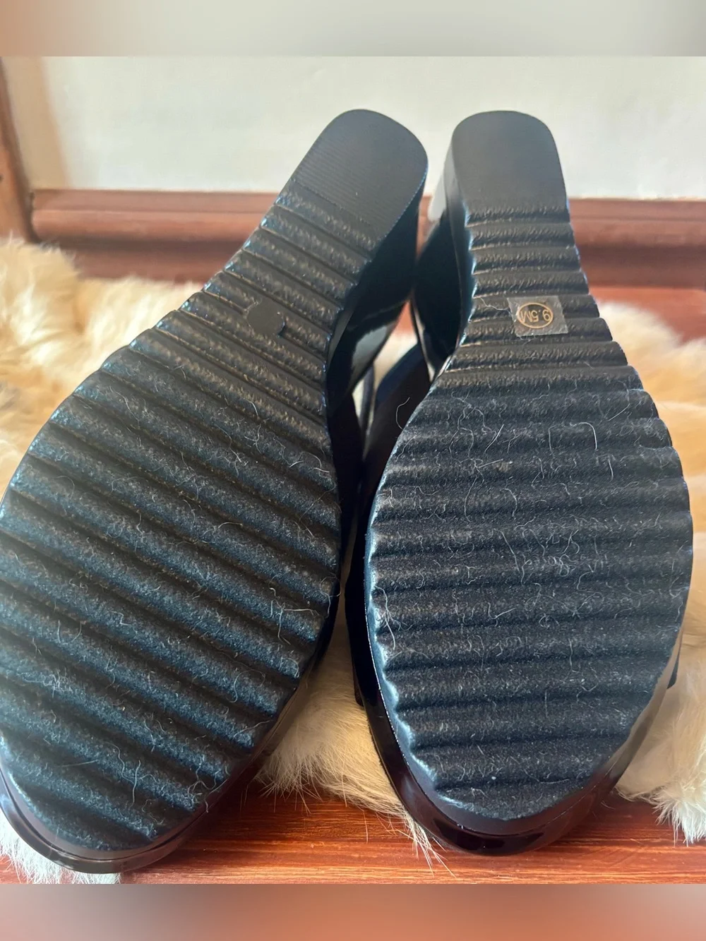 Anne Klein Razzy Black Wedge Slingback Sandals-9.5 new